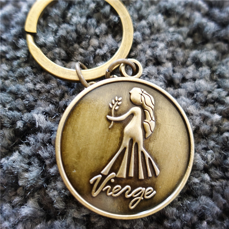 Wholesale 12 Constellations Retro Metal Keychains